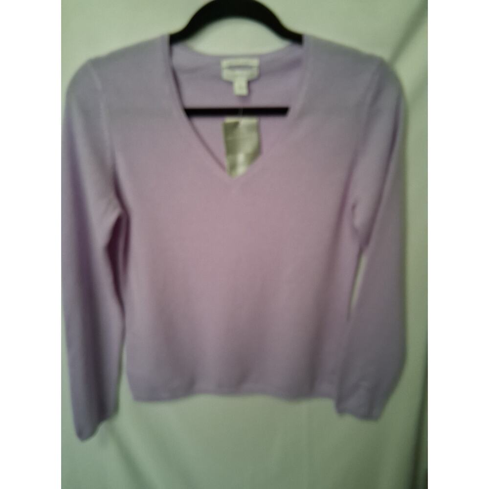 Charter Club 2-Ply 100% Cashmere Women V Neck Lightweight Soft NWT Lilac Size S